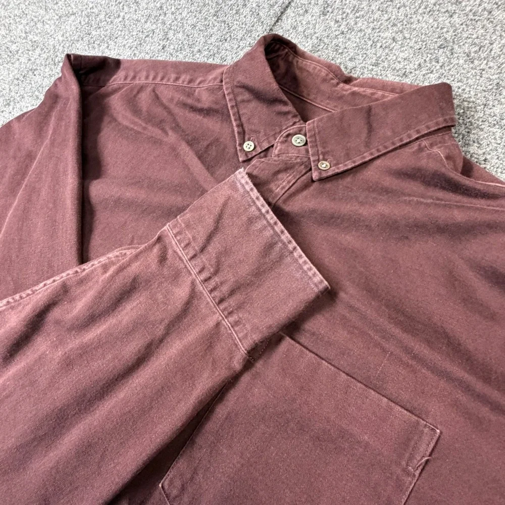 VTG Banana Republic Mens Large Burgundy Cotton Button Down Long Sleeve Shirt